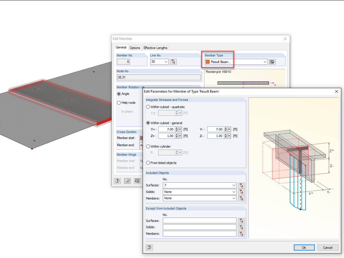 Poutre résultante dans RFEM