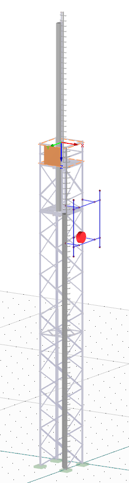 Mât terminé avec support d'antenne défini par l'utilisateur