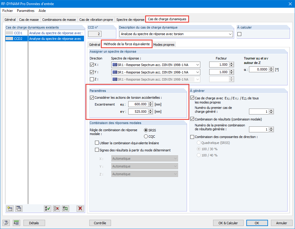 Activation des actions de torsion accidentelles dans RF-/DYNAM Pro