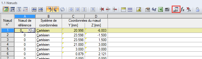 Bouton [Modifier les paramètres] de la barre d'outils