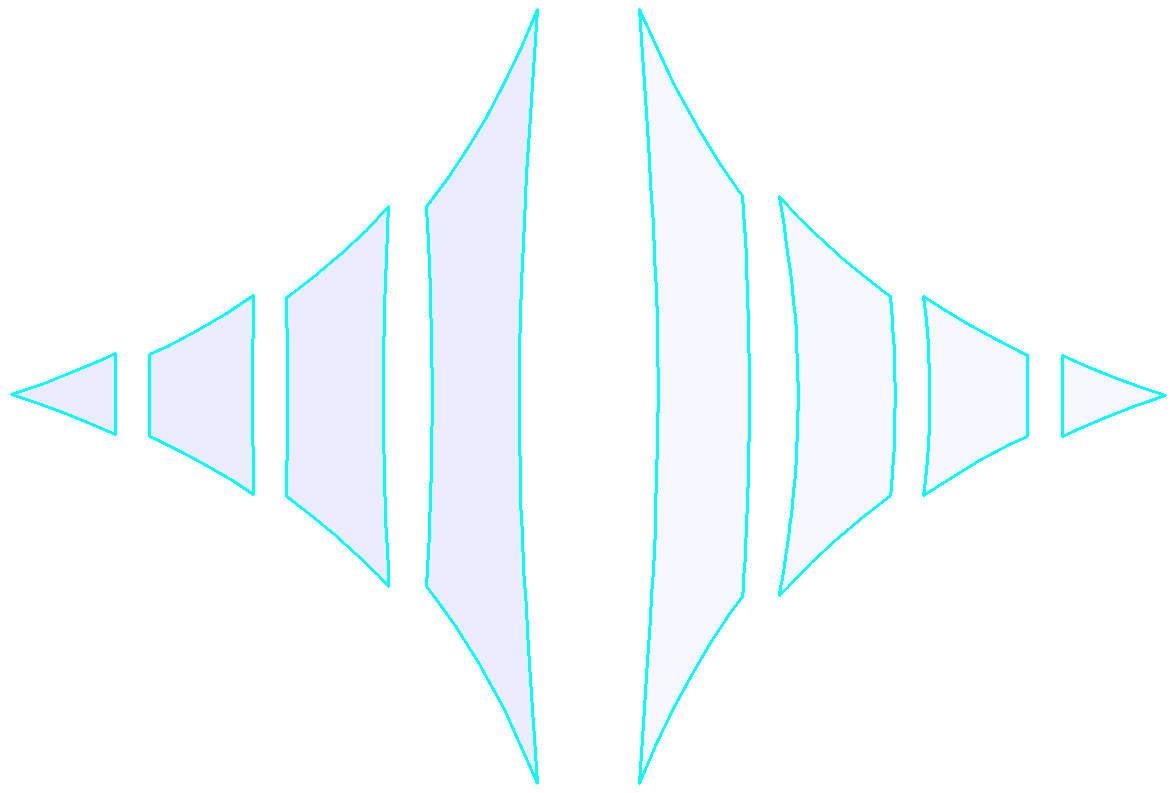 Patrons de coupe créés à l'aide de lignes de coupe géodésiques (à gauche) et de coupes planes (à droite)