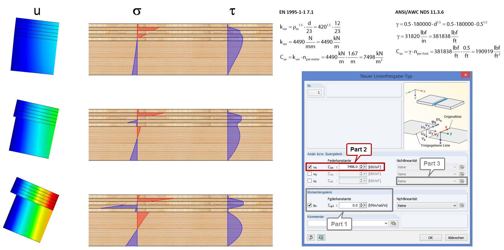 Modellierung eines Unterzuges im Holzbau 2: connexion de cisaillement