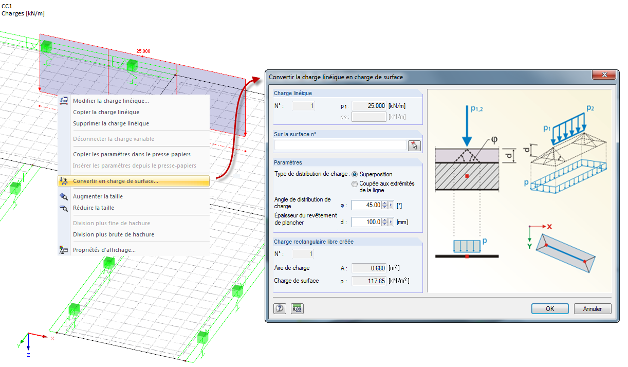 Dlubal-rfem5-conversion-de-la-charge-lineique-en-charge-de-surface