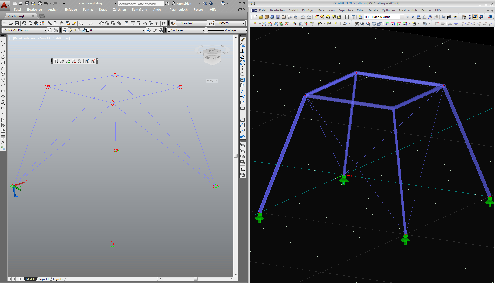 Nœuds sous forme de cubes dans AutoCAD