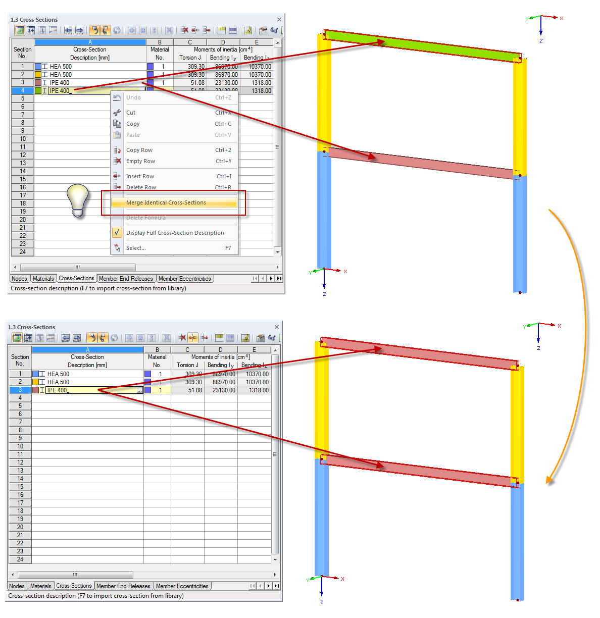 Fusionner les sections identiques