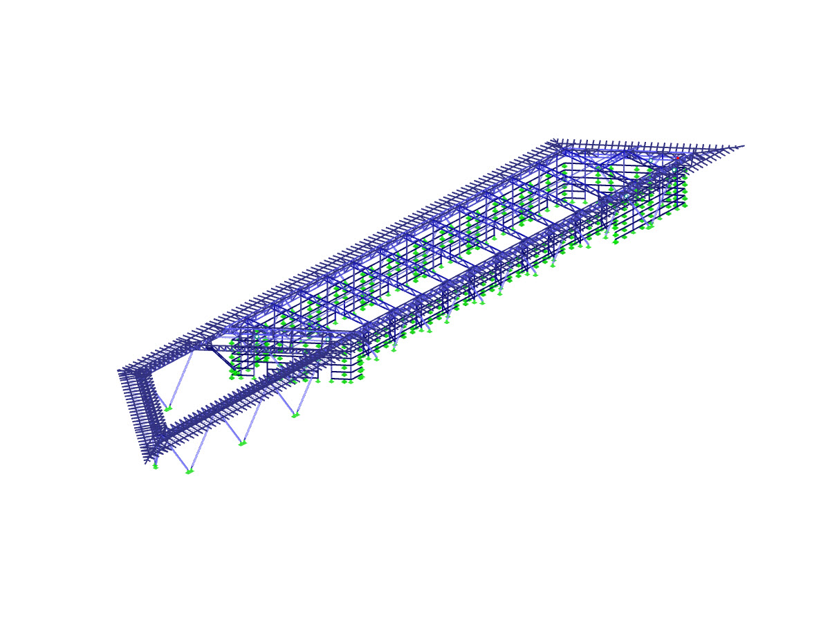 Modèle 3D du terminal de croisière n°8 à Warnemünde dans RSTAB (© INROS LACKNER SE)