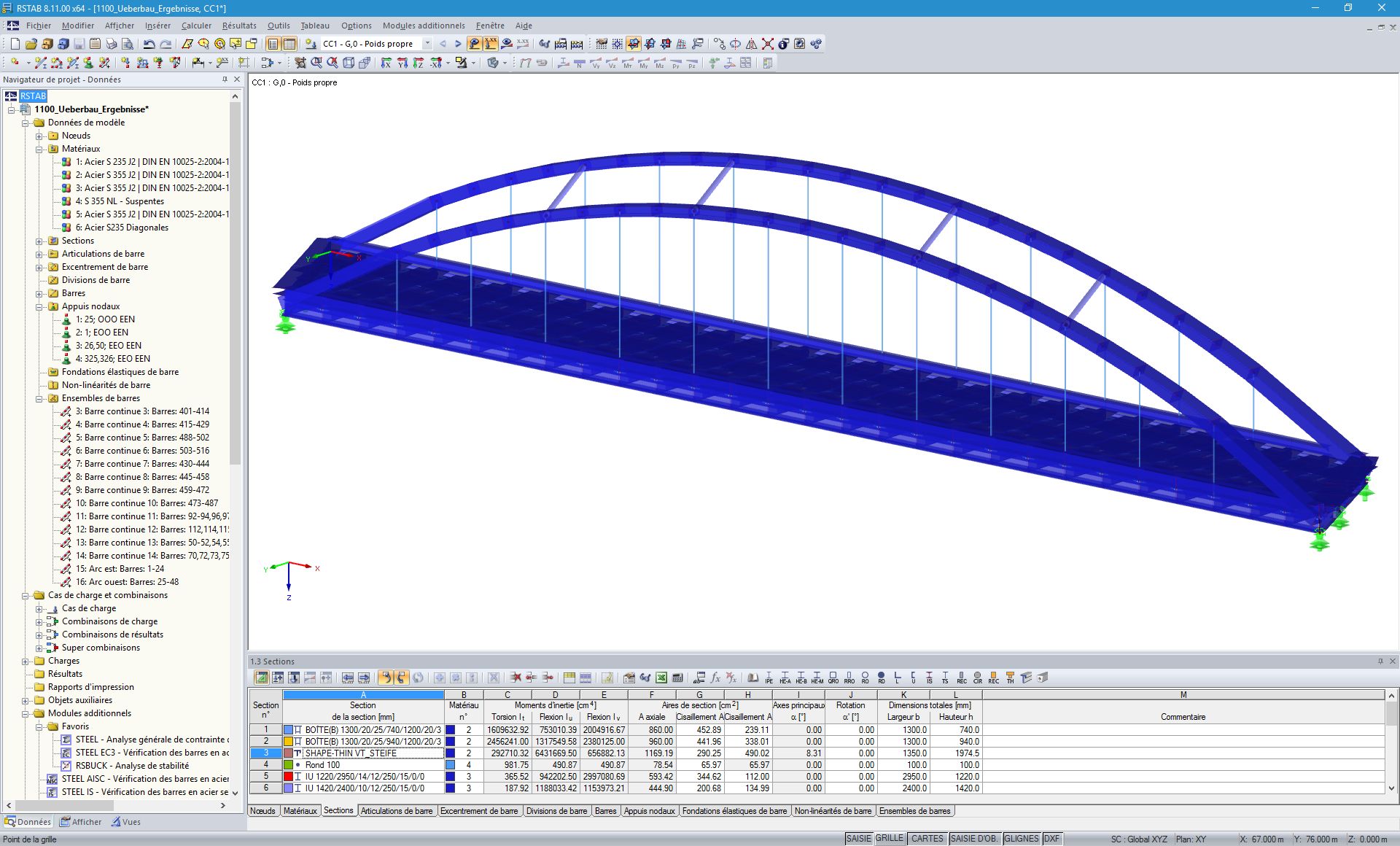 Modèle 3D du pont routier B 10 de Güsen dans RSTAB (© grbv)