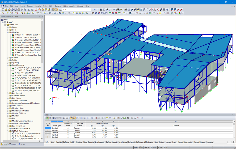 3D-Modell der Schule in RFEM (© DBC AS)