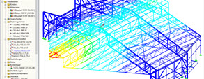 Modèle 3D du hangar de protection contre le bruit avec les déformations affichées