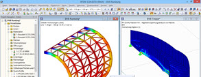 Modèle du bâtiment BVB-FanWelt réalisé avec le logiciel de calcul de structure RFEM de Dlubal Software