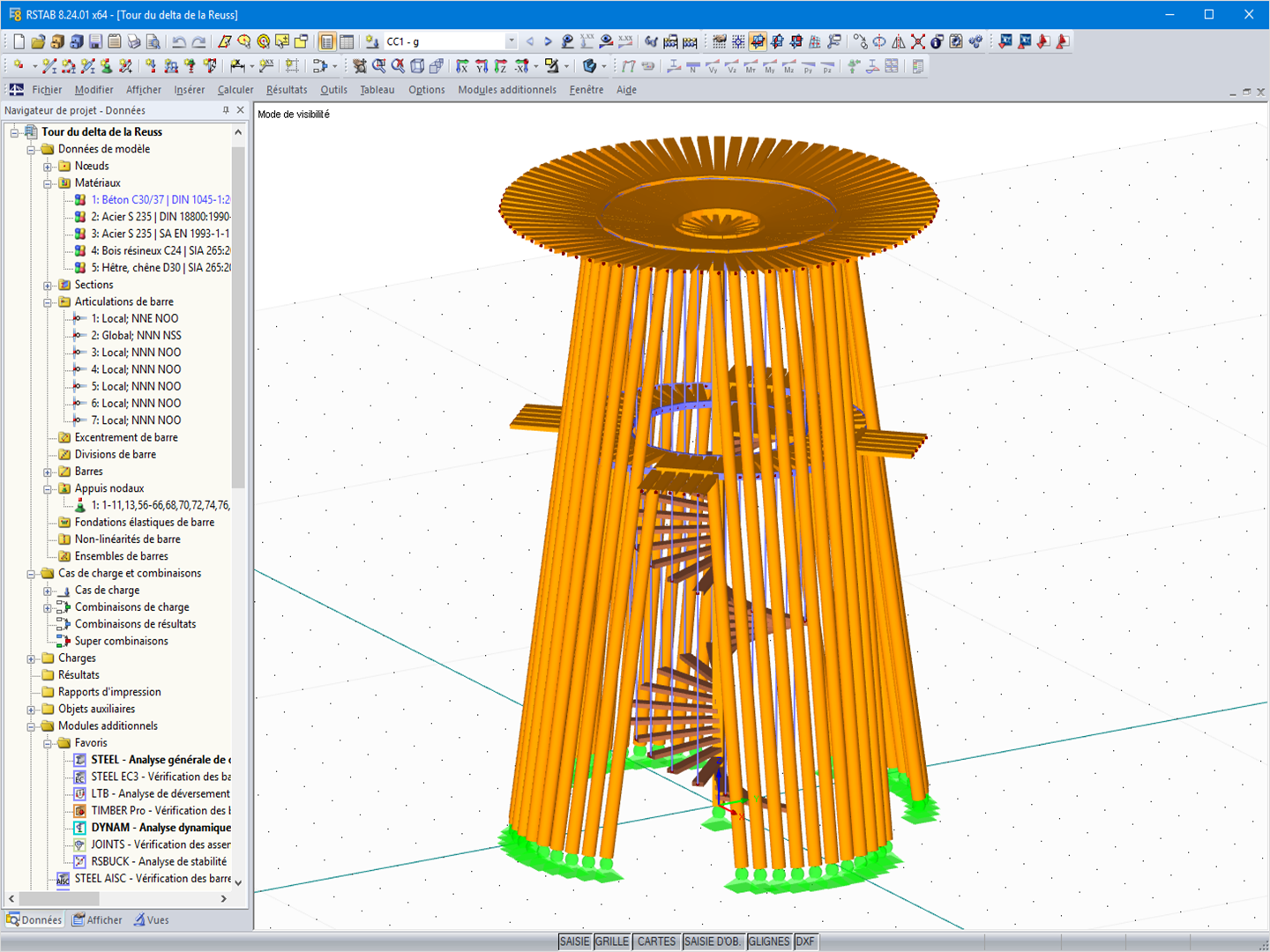 Modèle de la tour dans RSTAB (© Pirmin Jung Ingenieure)