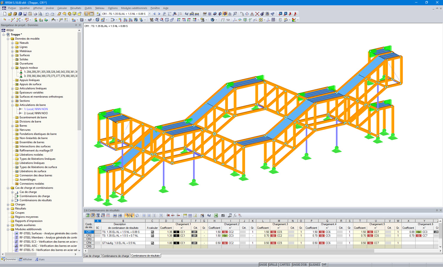 RFEM-Modell der Treppenkonstruktion aus Holzfachwerkbindern (© Josef Kolb AG)