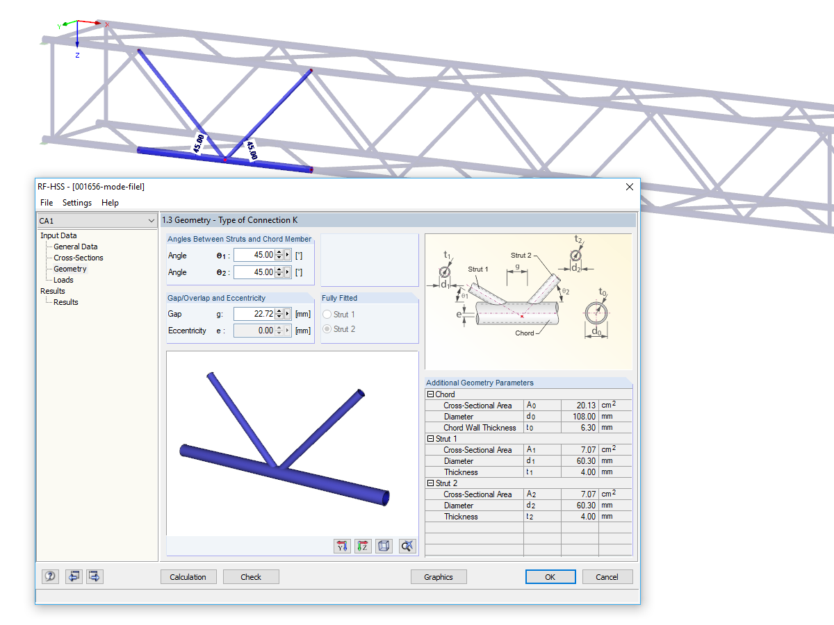 Fenêtre 1.3 Géométrie dans RF-/HSS