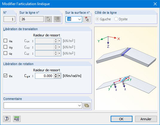 Boîte de dialogue « Modifier l'articulation linéique »