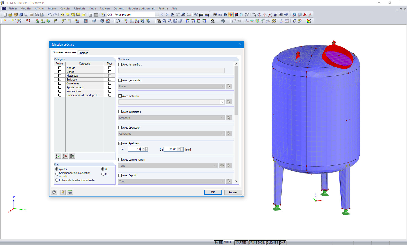 Analyse modale dans RFEM - Évaluation tabulaire et graphique