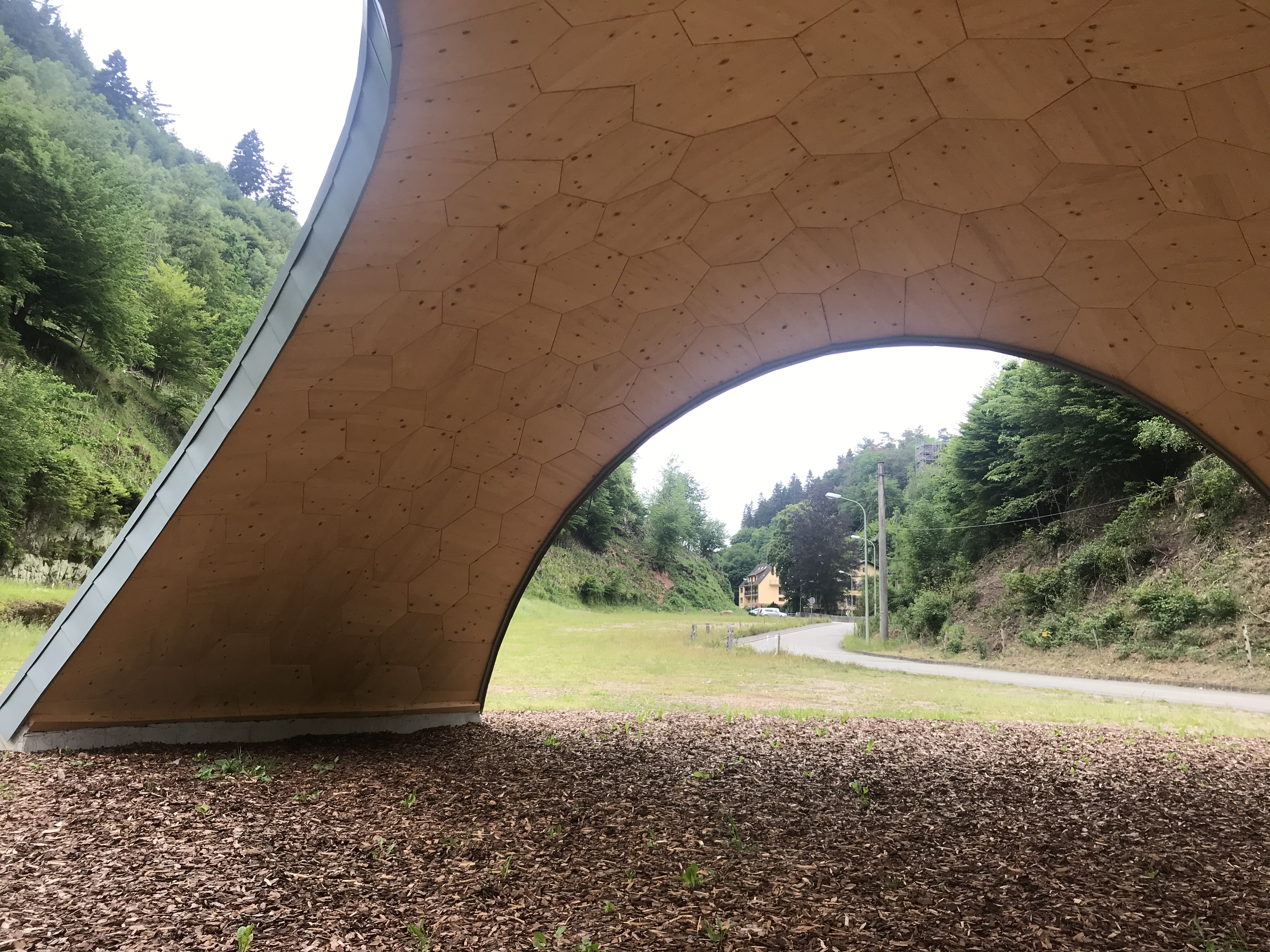 Vue intérieure du pavillon en bois (© PIRMIN JUNG)