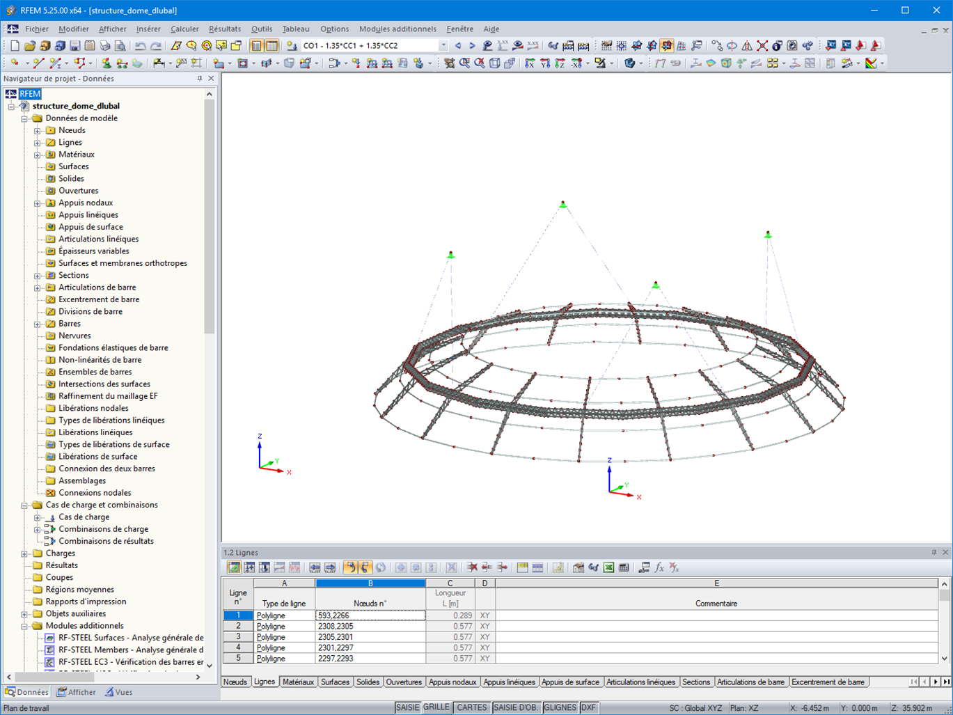 Modèle 3D du dôme de projection dans RFEM (© formTL)