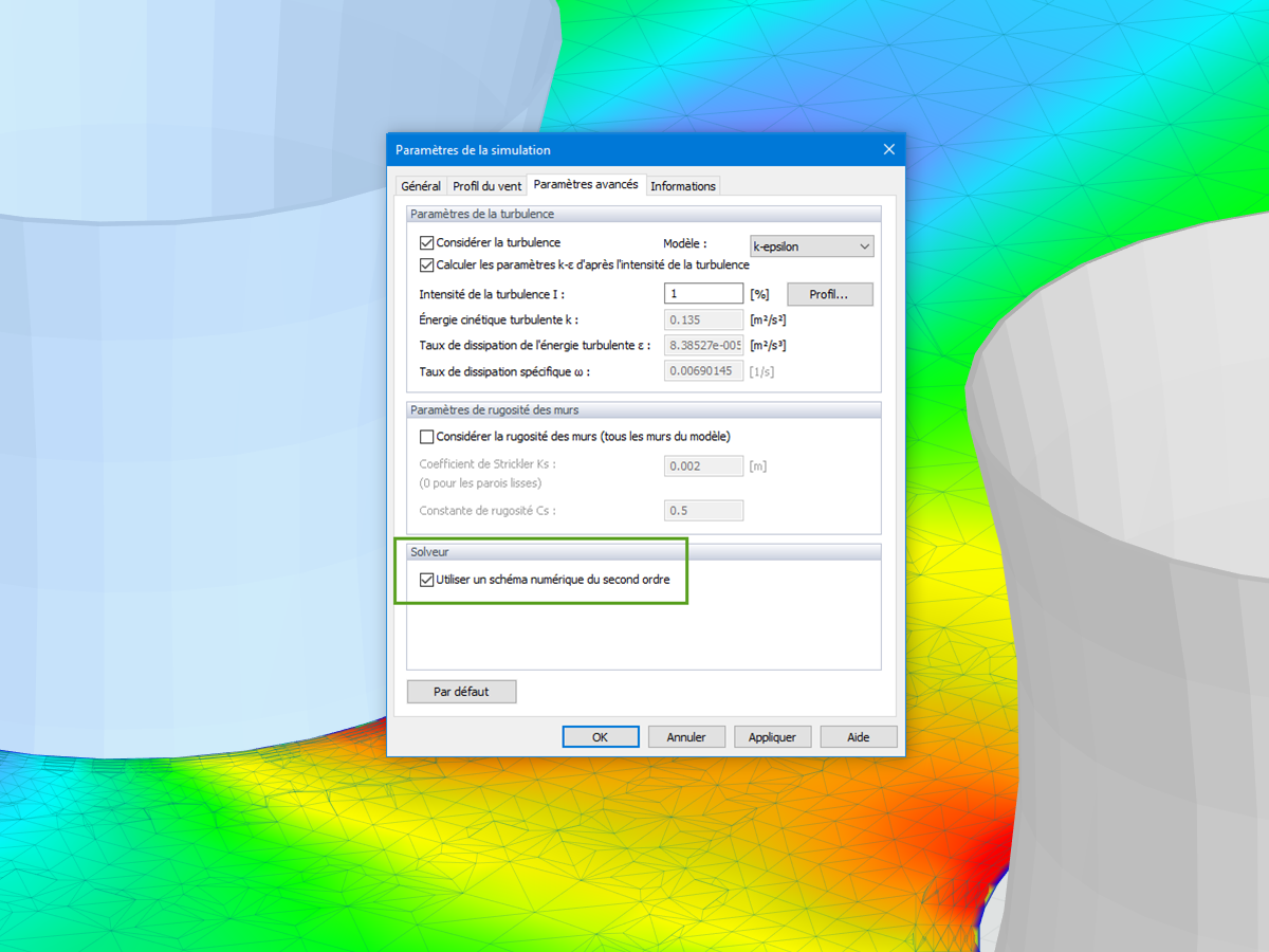 Schéma numérique du second ordre dans RWIND Simulation