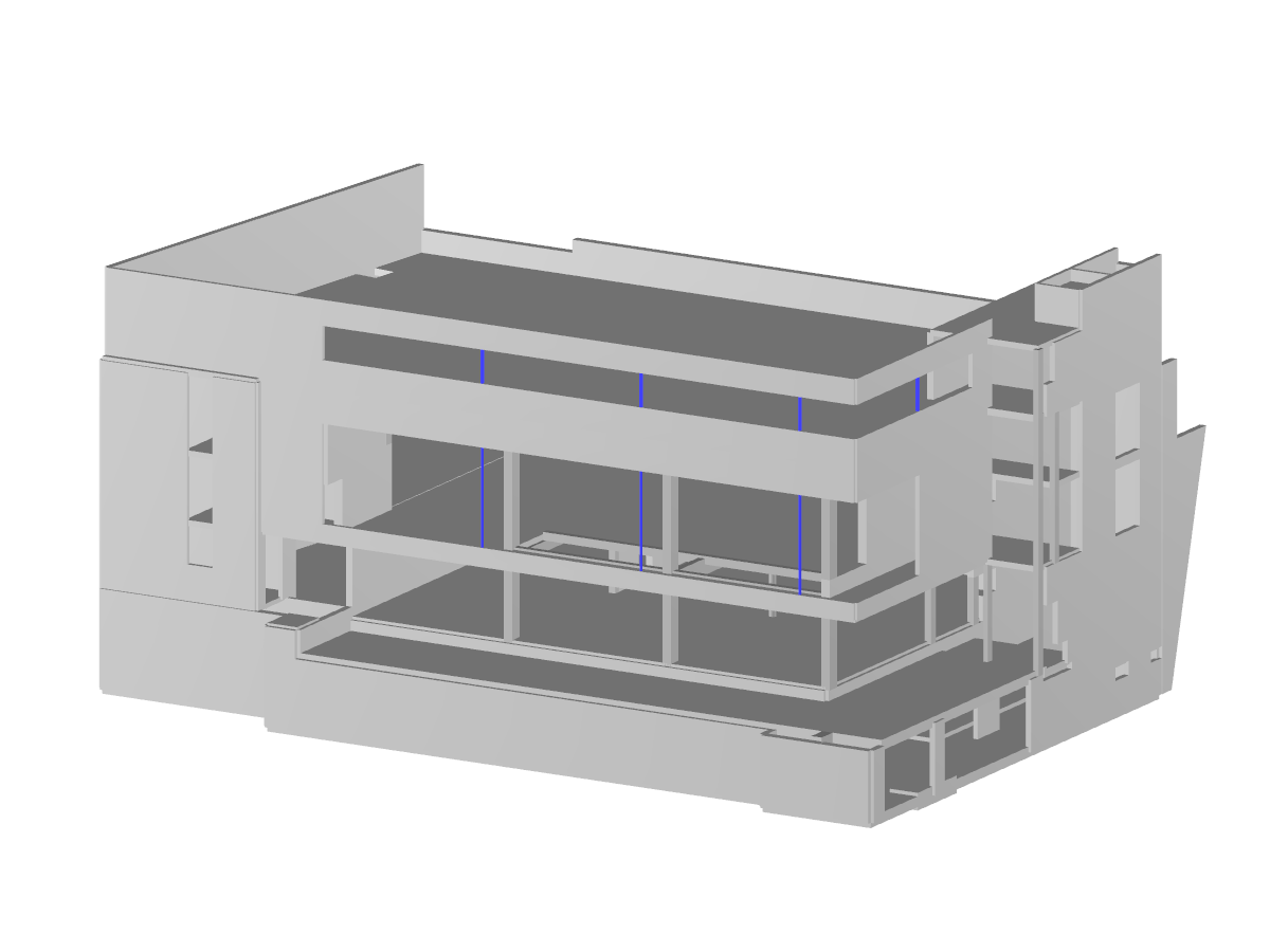 Modèle du bâtiment A du complexe dans RFEM (© Dipl.-Ing.Rainer Zangerle)