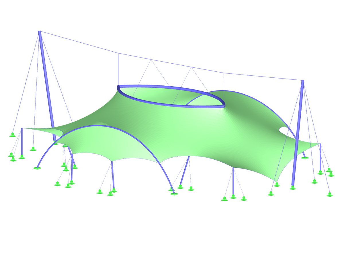 Toiture à membrane avec ouverture circulaire