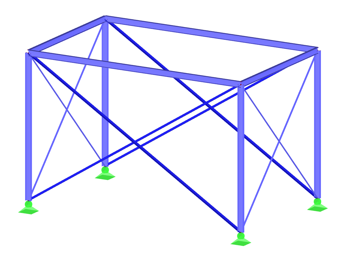 Charpente métallique avec barres de traction