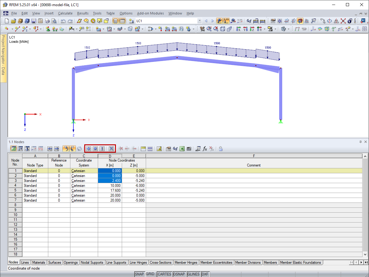 Fonctions de sélection dans la barre d'outils du tableau