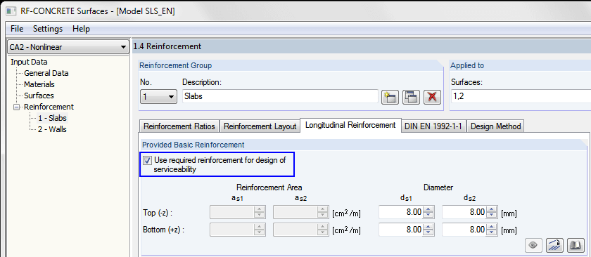 Application de l'armature requise