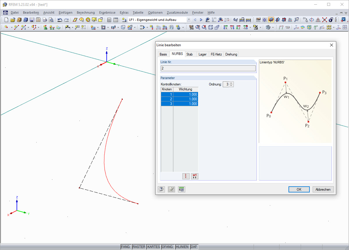 Nurbs Spline créée par un programme dans RFEM