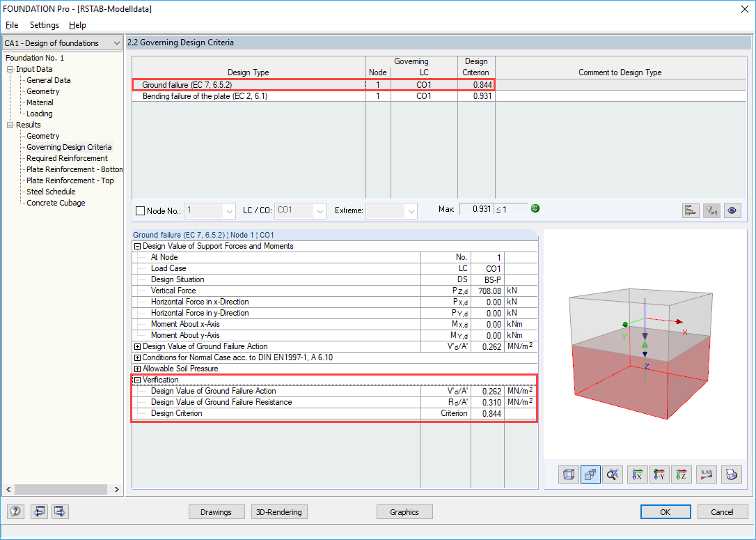 Vérification de la sécurité contre la rupture de sol selon l'EN 1997-1 dans RF-/FOUNDATION Pro