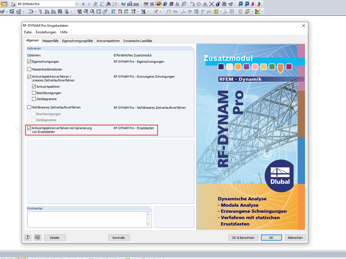 Description des modules additionnels dans RF-DYNAM Pro