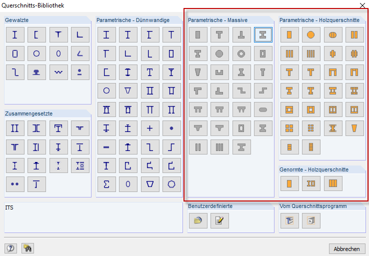 Sections calculables dans RF-/TIMBER Pro