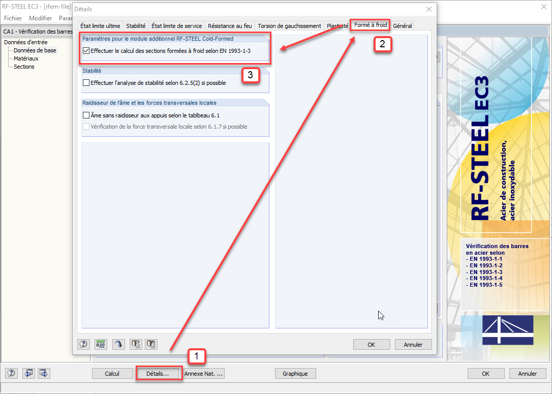 Activation de l'extension de module RF-/STEEL Cold-Formed Sections