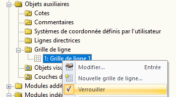 Grille de ligne verrouillée