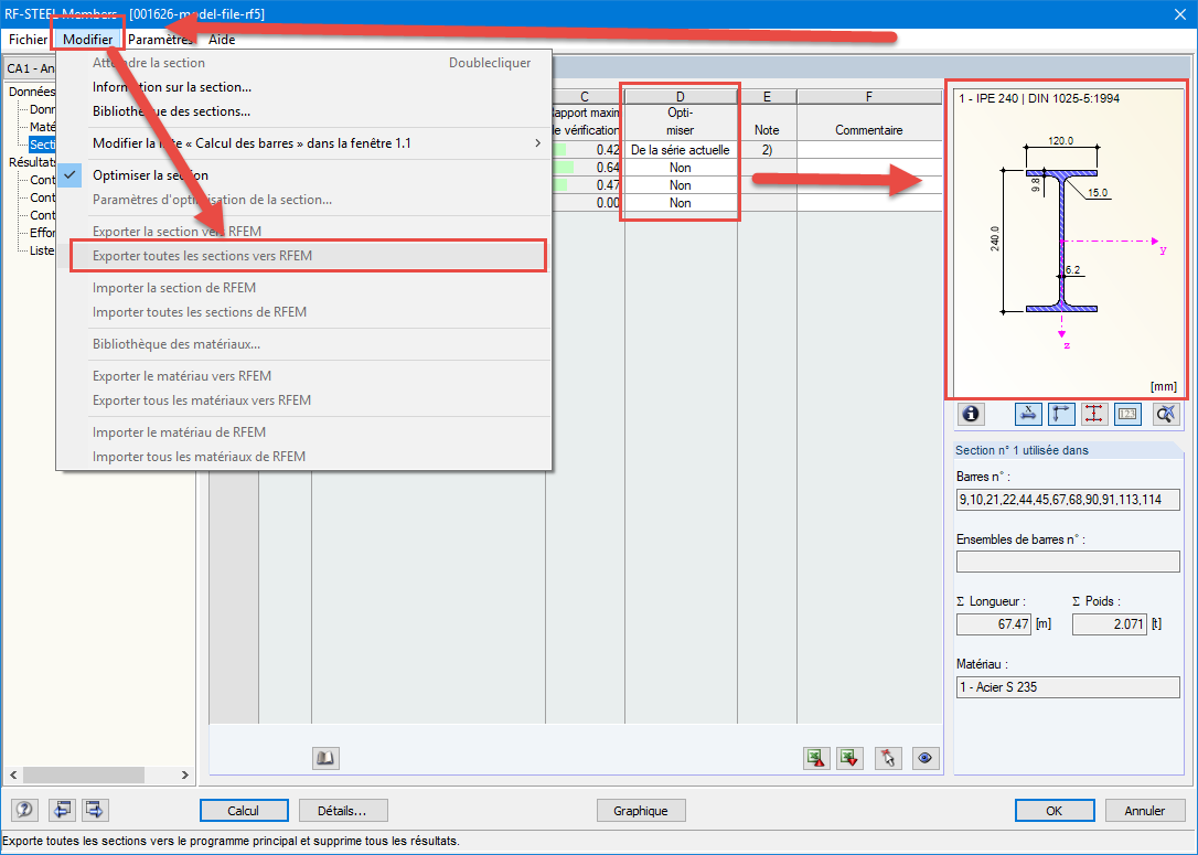 Optimiser une section