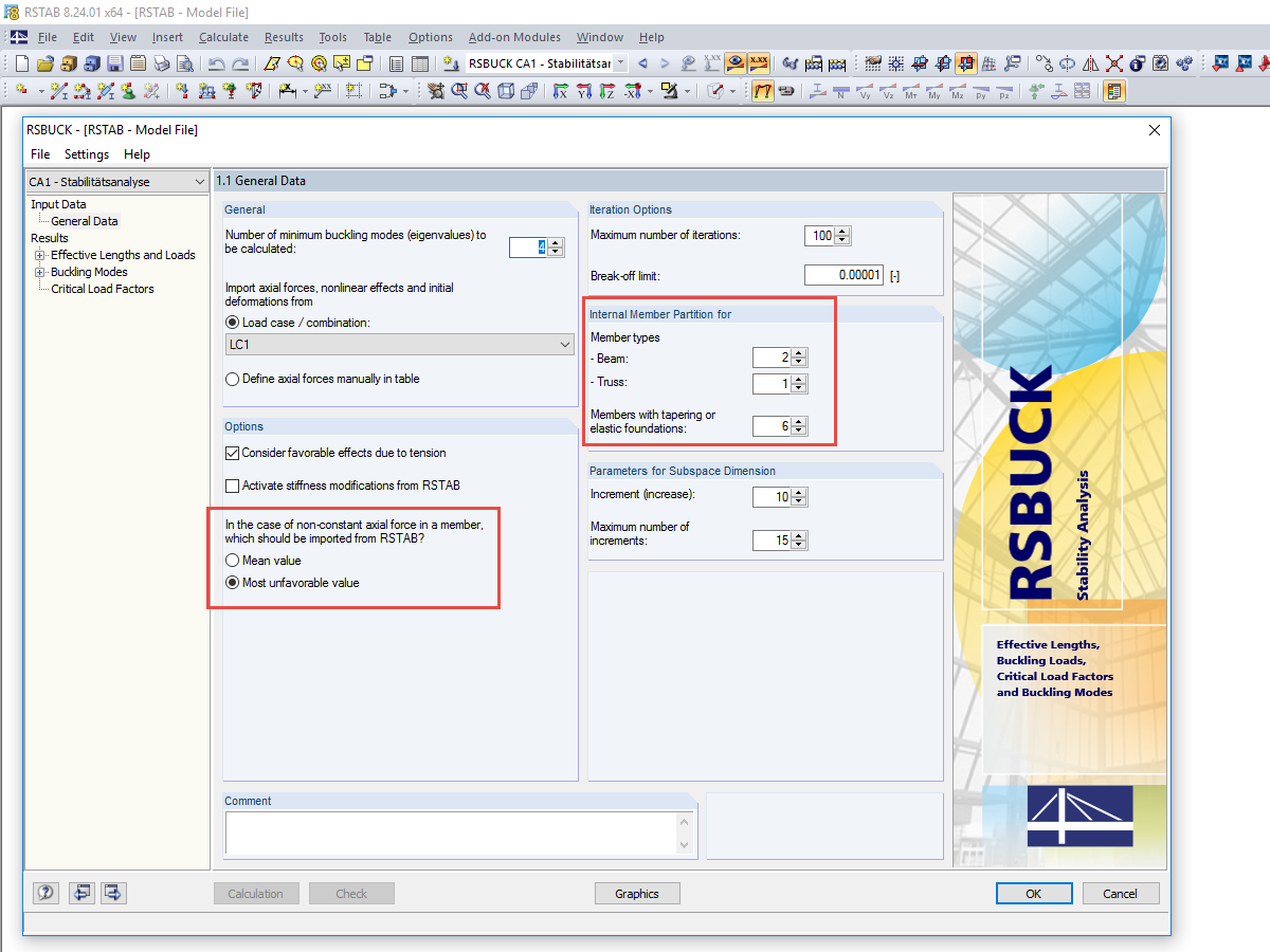 Options et division interne des barres dans RSBUCK