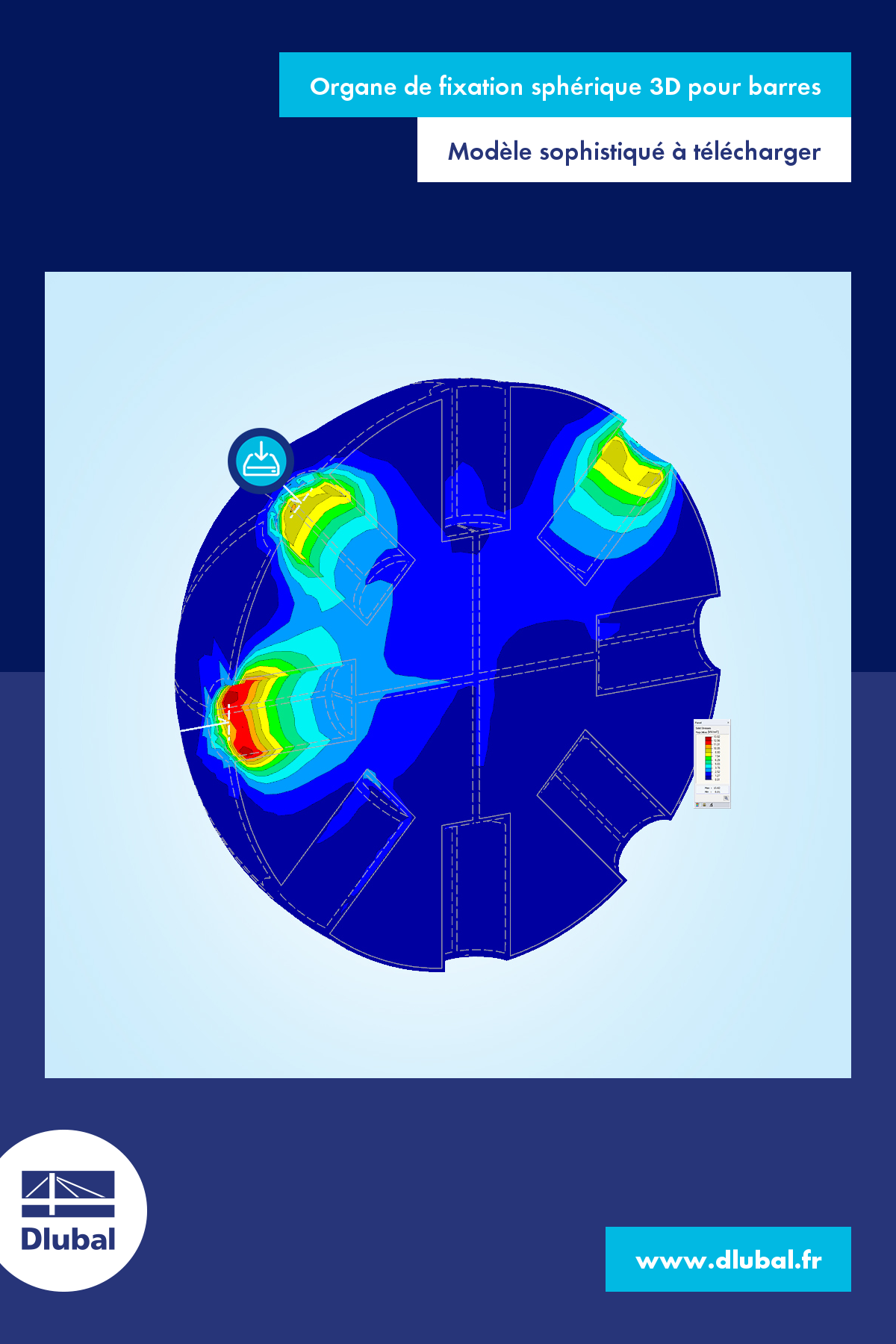 Organe de fixation sphérique 3D pour barres