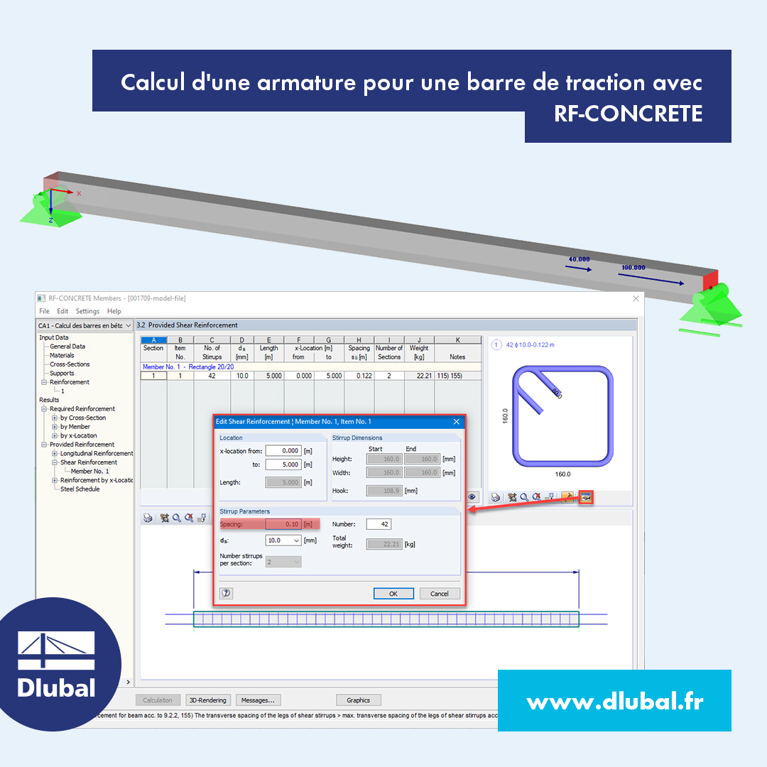 Calcul des armatures d'un tirant avec RF-CONCRETE Members