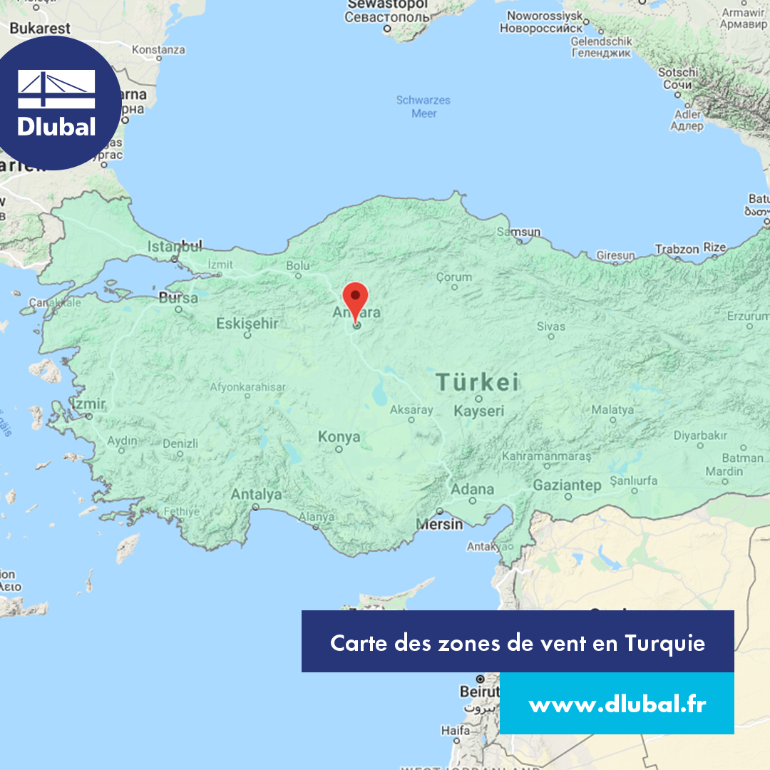 Carte des zones de vent en Turquie