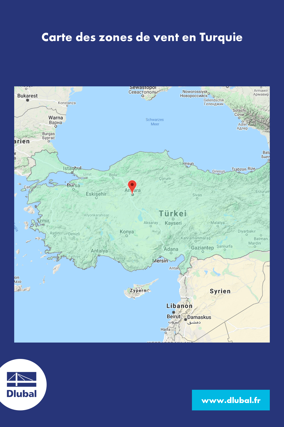 Carte des zones de vent en Turquie