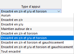 Sélection du type d'appui