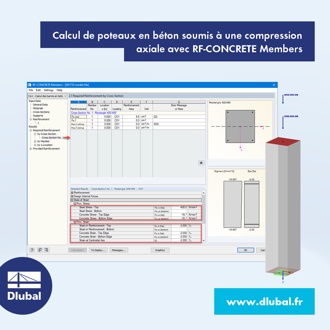 Calcul de poteaux en béton soumis à une compression axiale avec RF-CONCRETE Members