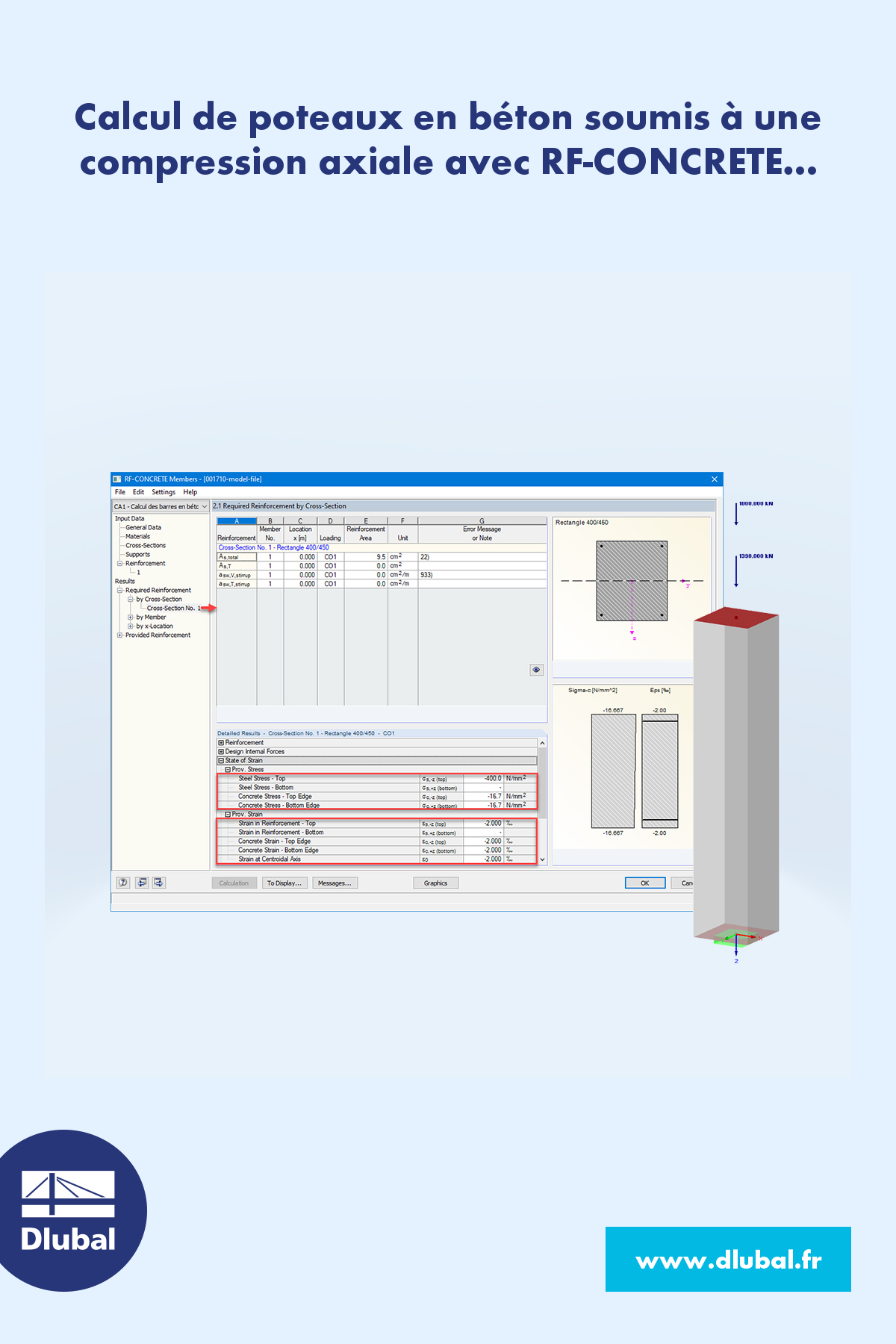 Calcul de poteaux en béton soumis à une compression axiale avec RF-CONCRETE Members