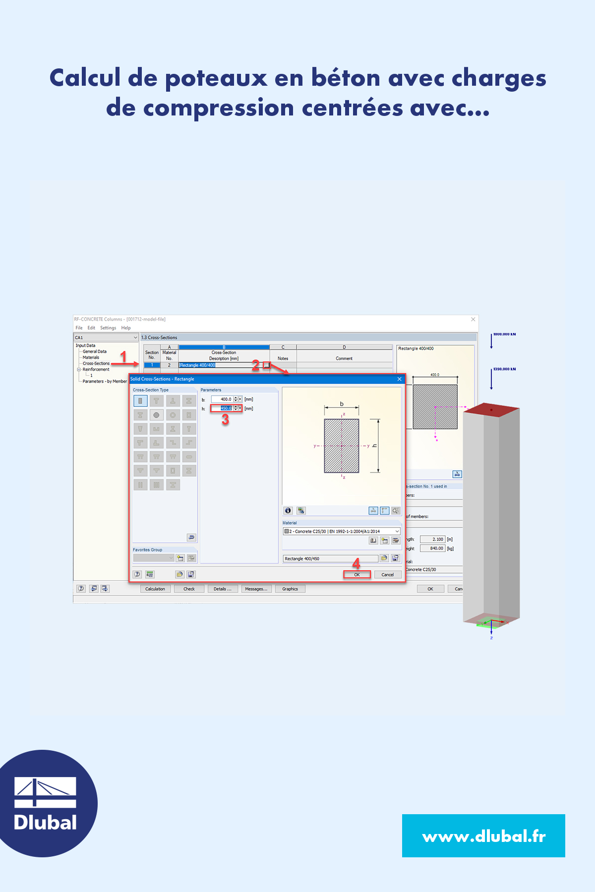 Calcul de poteaux en béton sous compression axiale avec RF-CONCRETE Columns