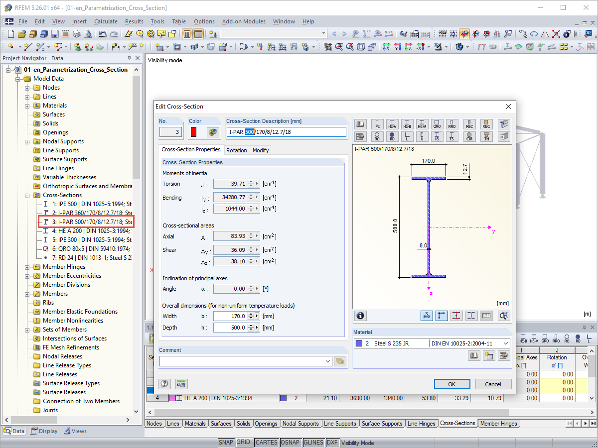 Anpassung des parametrischen Profils