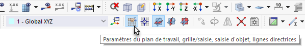 Bouton « Paramètres du plan de travail, de la grille/de l'accrochage, de l'accrochage aux objets et des lignes de guidage »