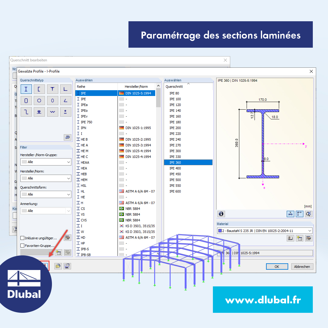 Paramétrage des sections laminées