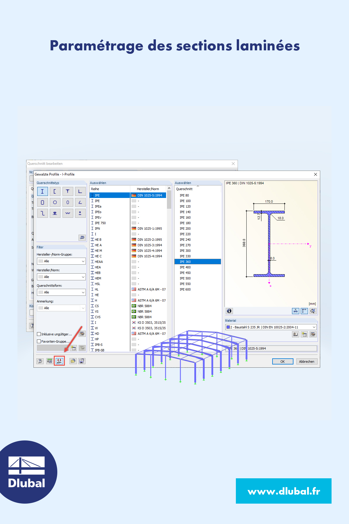 Paramétrage des sections laminées