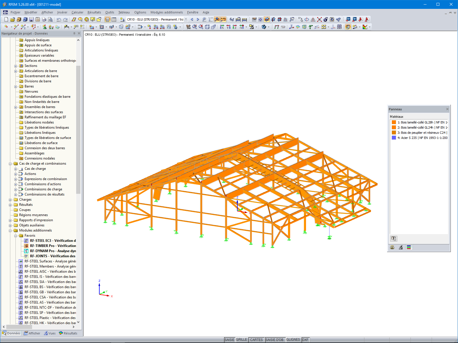 Modèle de structure en bois dans RFEM