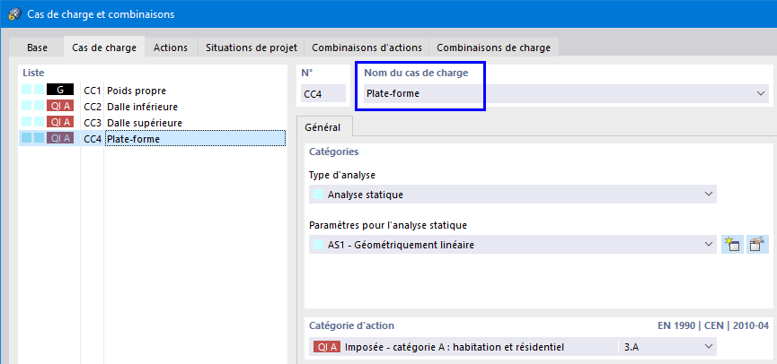 CC4 : Charge imposée sur la plate-forme