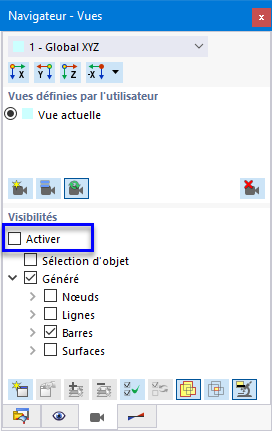 Désactivation des visibilités